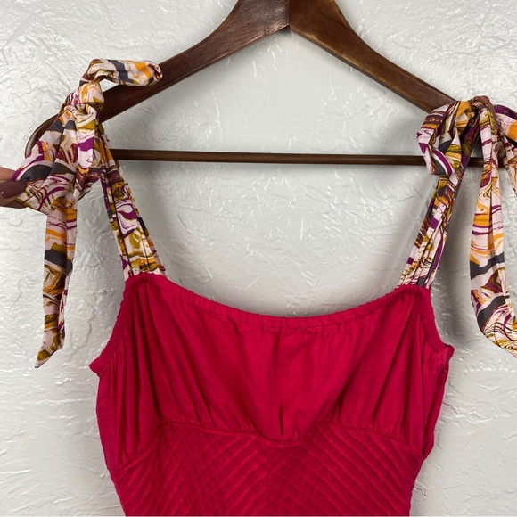 Free People romantic Santorini pink Linen blend Maxi Dress, fits like XS - Picture 5 of 12